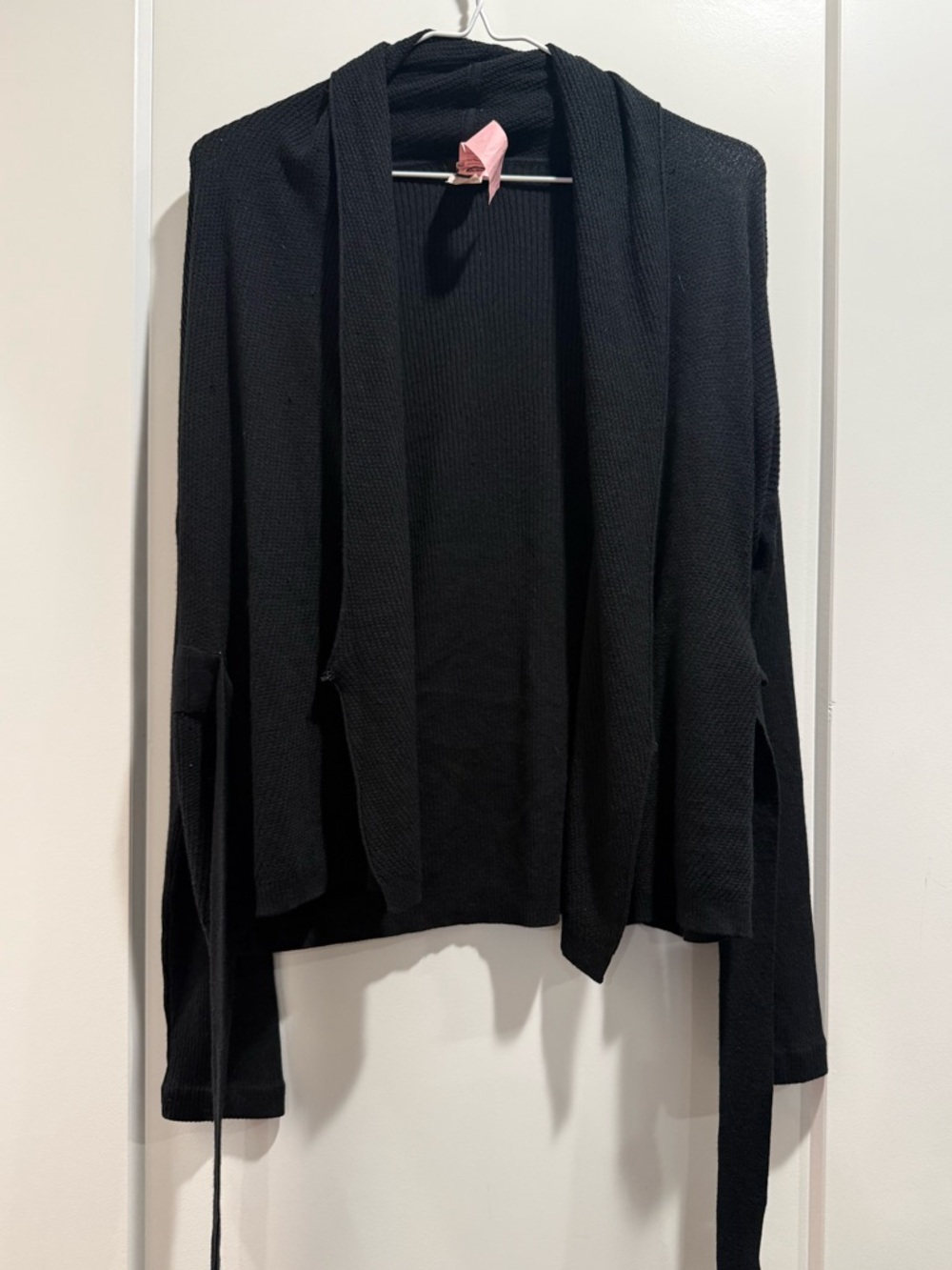 Philippe Adec black silk & cashmere wrap open front cardigan‎ Size L